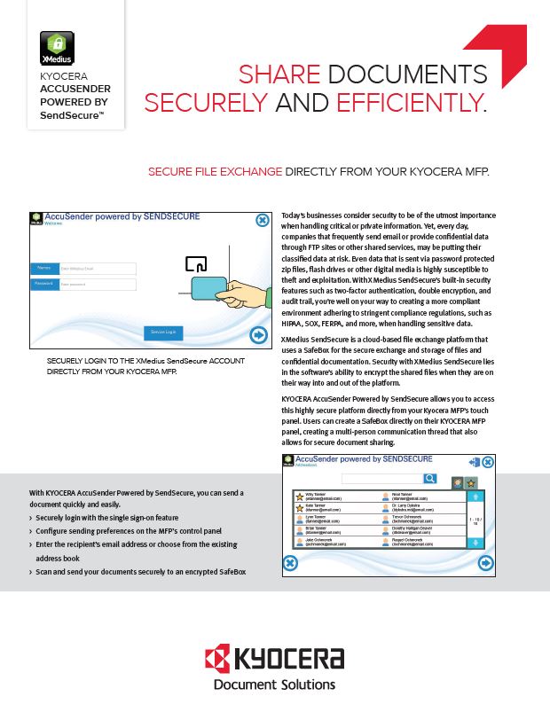 Kyocera, Software, Capture, Distribution, Accusender, Powered By Sendsecure, Innovative Office Technology Group