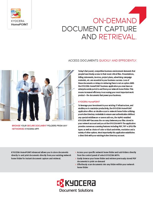 Kyocera, Software, Capture And Distribution, Homepoint Advanced, Innovative Office Technology Group