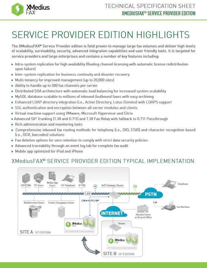 Xmedius Fax Service Provider Edition Brochure, XMedius Fax, Innovative Office Technology Group